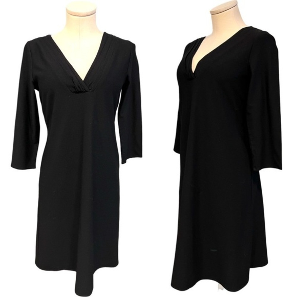 Eileen Fisher Rayon Blend Simple Black Dress